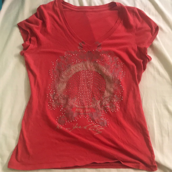 Armani Exchange Tops - Armani Exchange Womens Red Orange Studded Tee